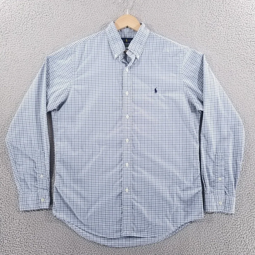 Ralph Lauren Shirt Mens Medium Blue Classic Fit Performance Sport Tech Check